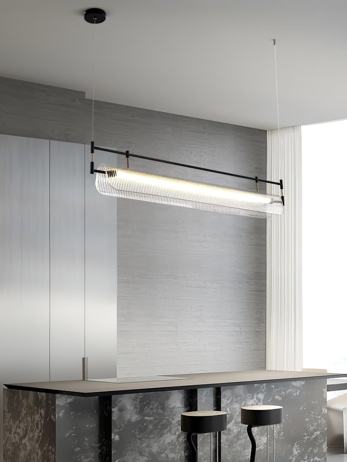 Linear Strip Chandelier – Ambient Illumination in Luxury Interior Setting View 15