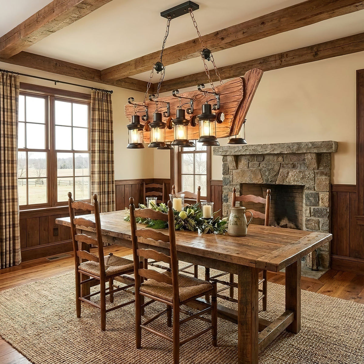 Nautical Industrial Style Wooden Curated Mouth-B installed in residential dining space