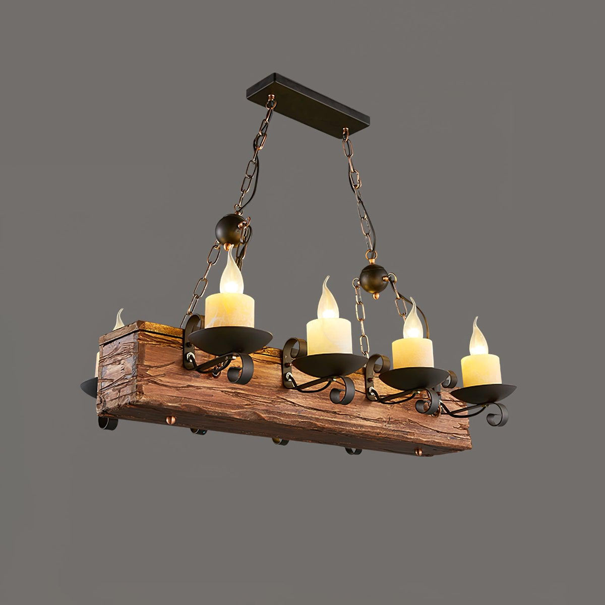 Nautical Industrial Style Wooden Curated Mouth-B – full fixture elevation view #1