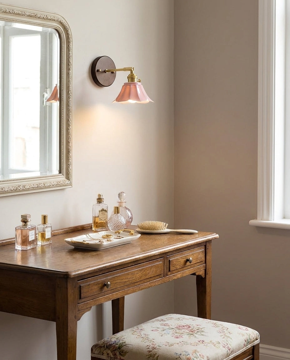 Navira Curated Solid Brass Wall Sconce installed in residential dining space