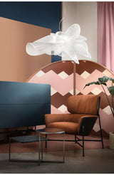 Nebula Bloom Curated Iron & Glass Chandelier – spatial dining room perspective