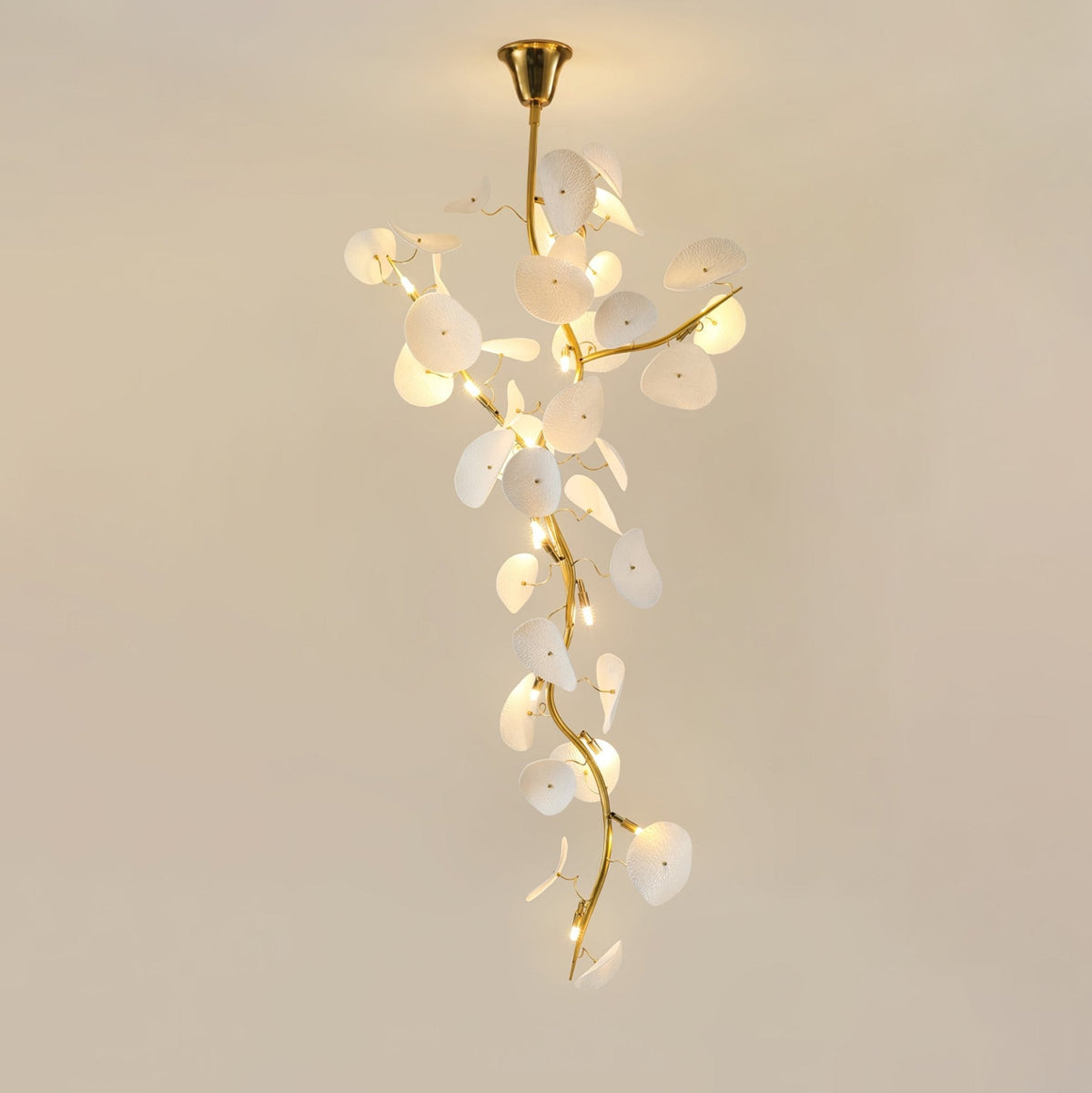 Nebula Petal Curated Hand-Thrown Ceramic Chandel – illuminated warm ambiance setting #1