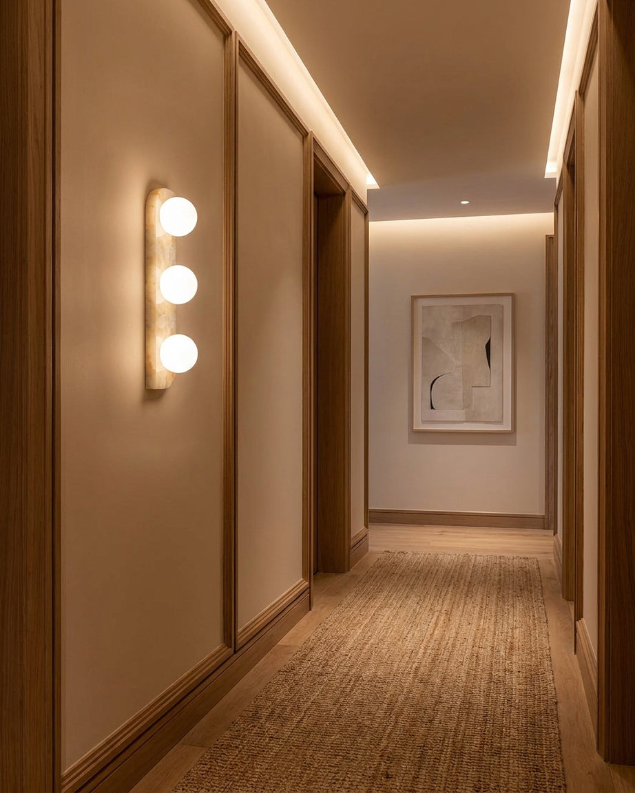 Neptune Alabaster Curated Alabaster Wall Sconce – dimensional scale reference