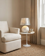 Nerina Curated Iron & Glass Table Lamp – architectural ceiling profile