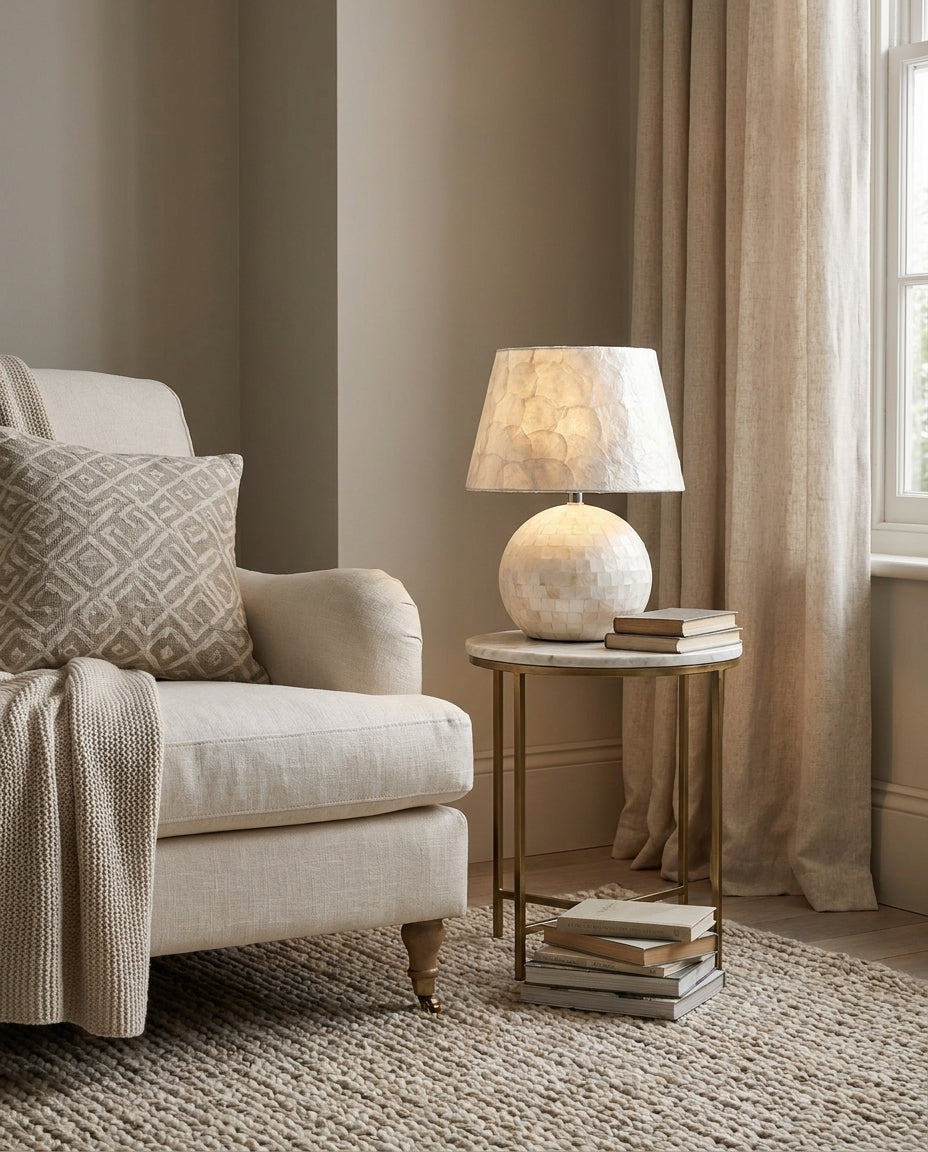 Nerina Curated Iron & Glass Table Lamp – handcrafted surface texture