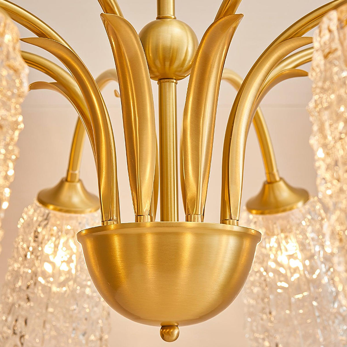 Nikoll Curated Mouth-Blown Frosted Glass Chandel – full fixture elevation view