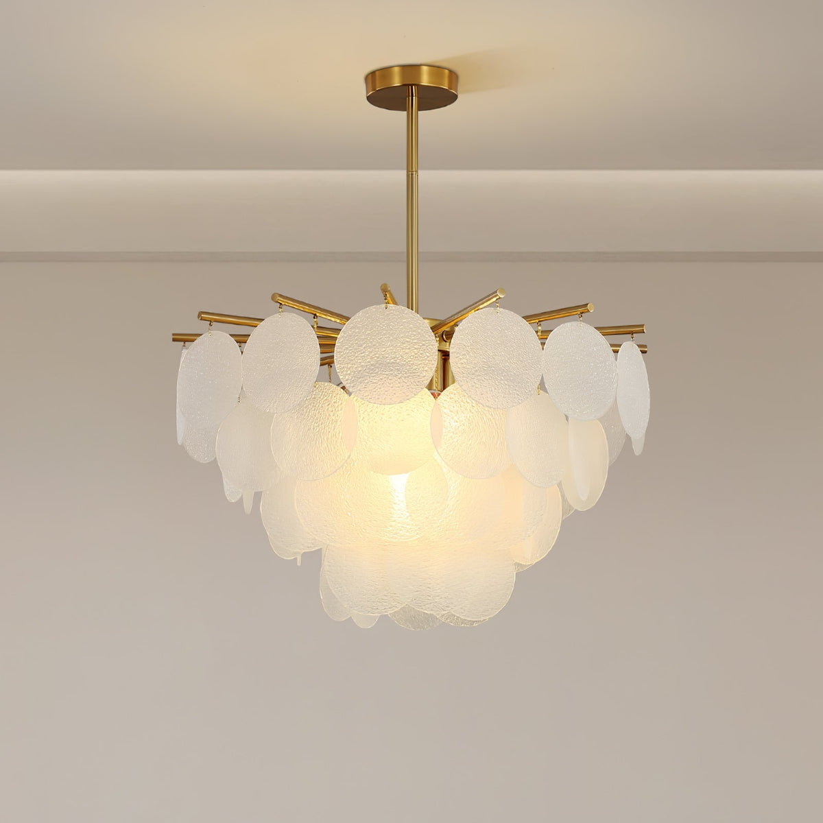 Nimbus Curated Mouth-Blown Frosted Glass Chandel – Φ 23.6 x H 17.7  Dia 60cm x H 45cm finish configuration