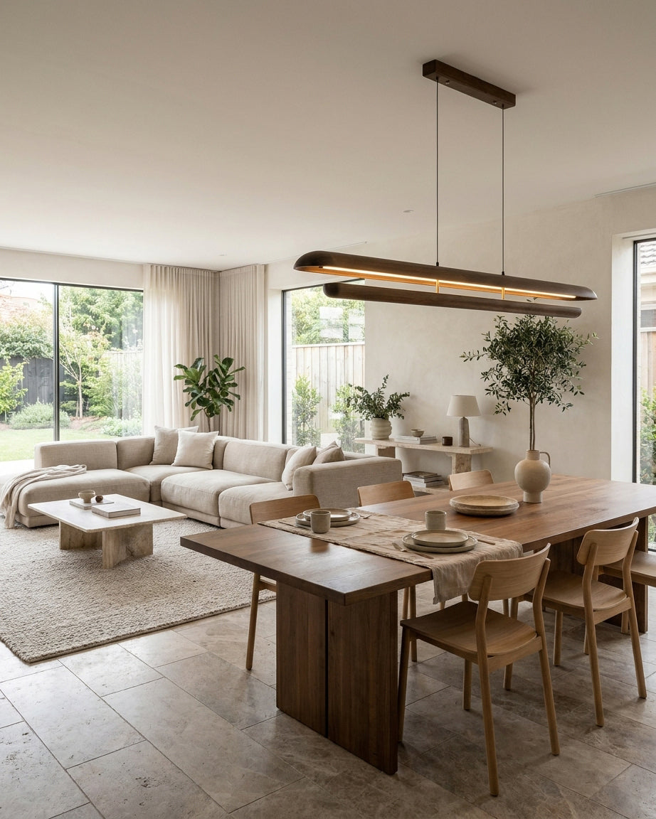 Noctis Arc Curated Solid Hardwood Chandelier – full fixture elevation view