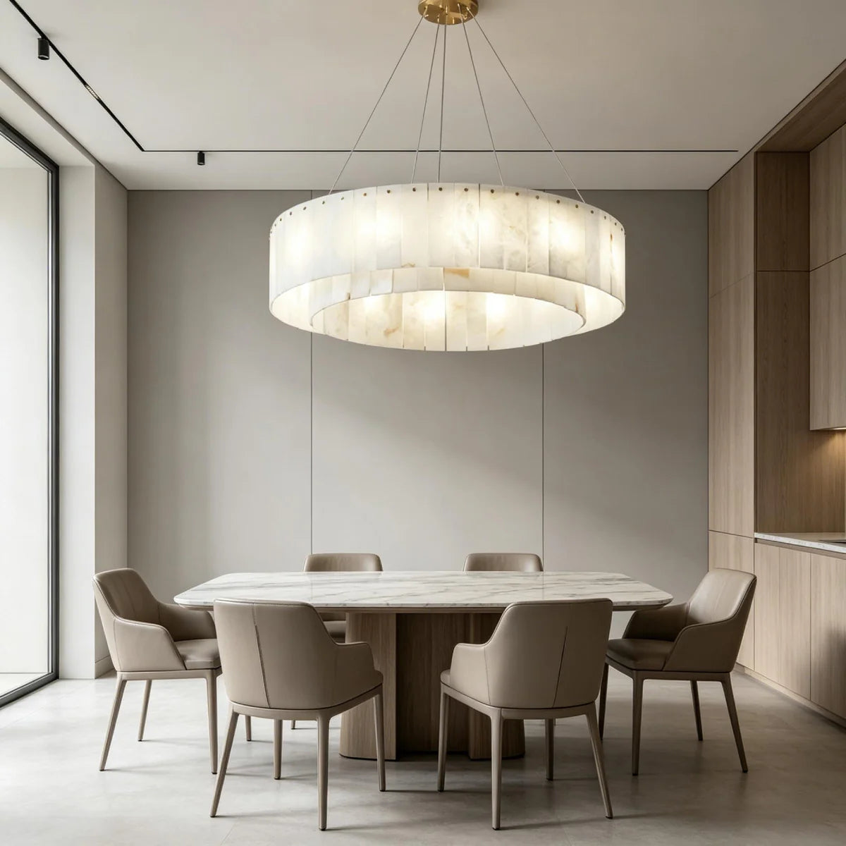 Spanish Alabaster Chandelier View 2 | Natural Spanish Alabaster Nona Chandelier | Modern Luxury Lighting | JINSHE | JINSHE