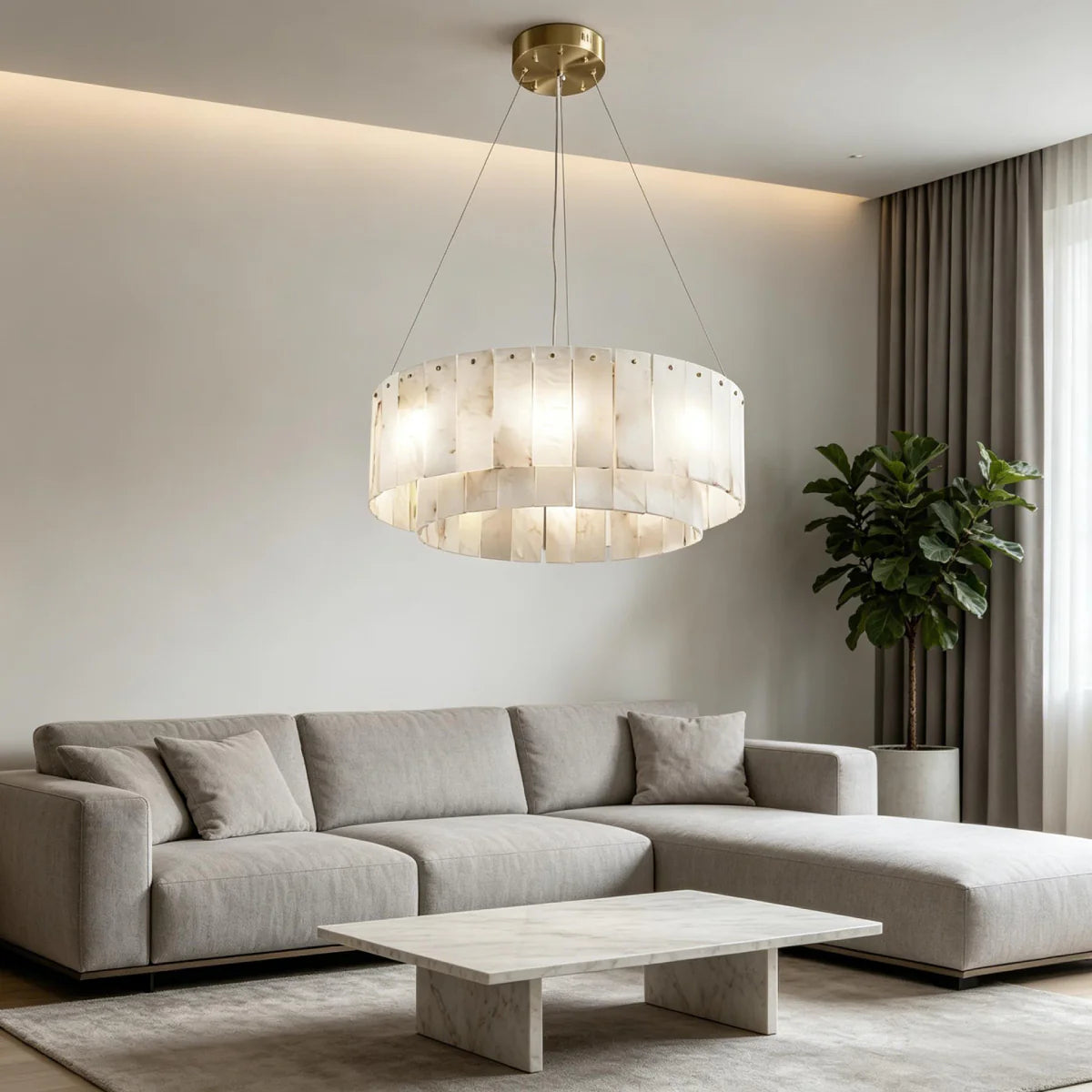 Spanish Alabaster Chandelier View 3 | Natural Spanish Alabaster Nona Chandelier | Modern Luxury Lighting | JINSHE | JINSHE