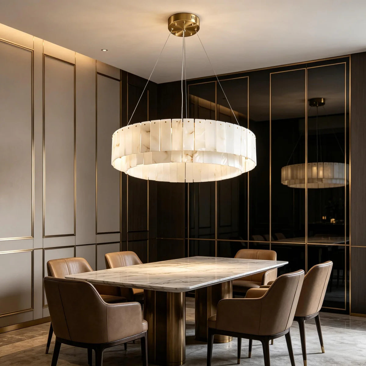 Spanish Alabaster Chandelier View 8 | Natural Spanish Alabaster Nona Chandelier | Modern Luxury Lighting | JINSHE | JINSHE