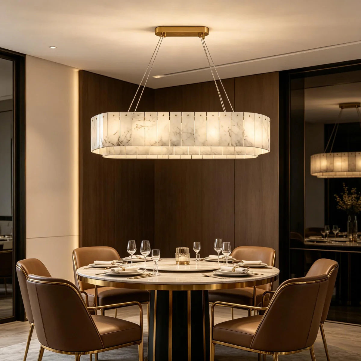 Spanish Alabaster Chandelier View 7 | Natural Spanish Alabaster Nona Linear Chandelier | Modern Luxury Lighting | JINSHE | JINSHE