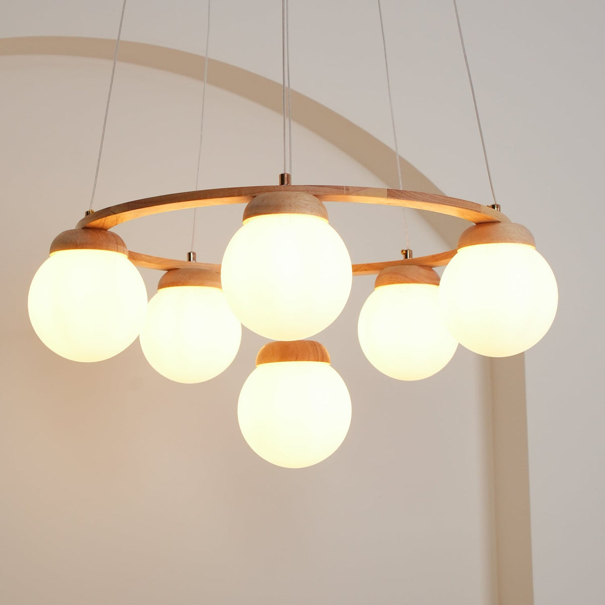 Miira Wood Chandelier – Ambient Illumination in Luxury Interior Setting View 11