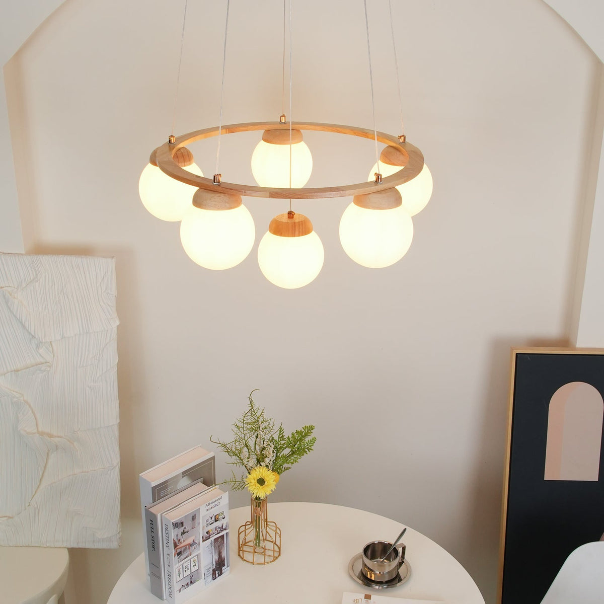 Miira Wood Chandelier – Ambient Illumination in Luxury Interior Setting View 13