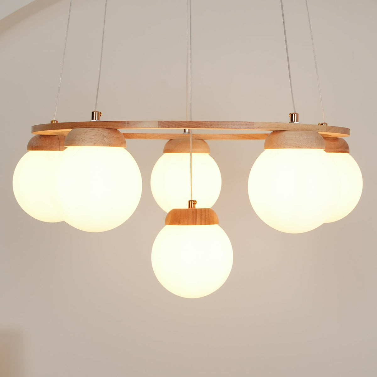 Miira Wood Chandelier – Ambient Illumination in Luxury Interior Setting View 8