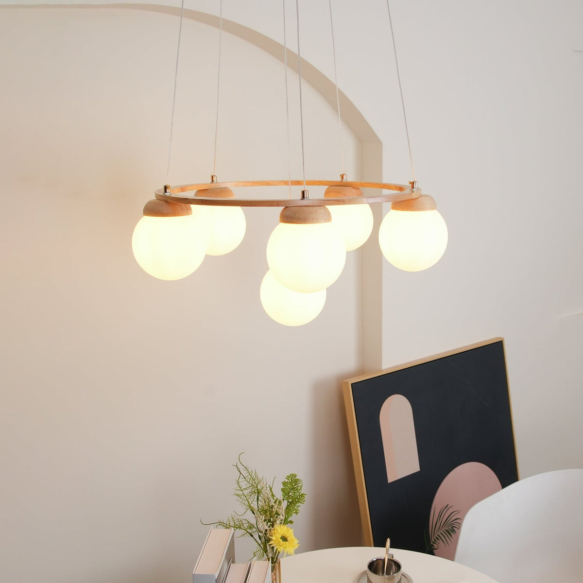 Miira Wood Chandelier – Handcrafted Material Texture and Detail View