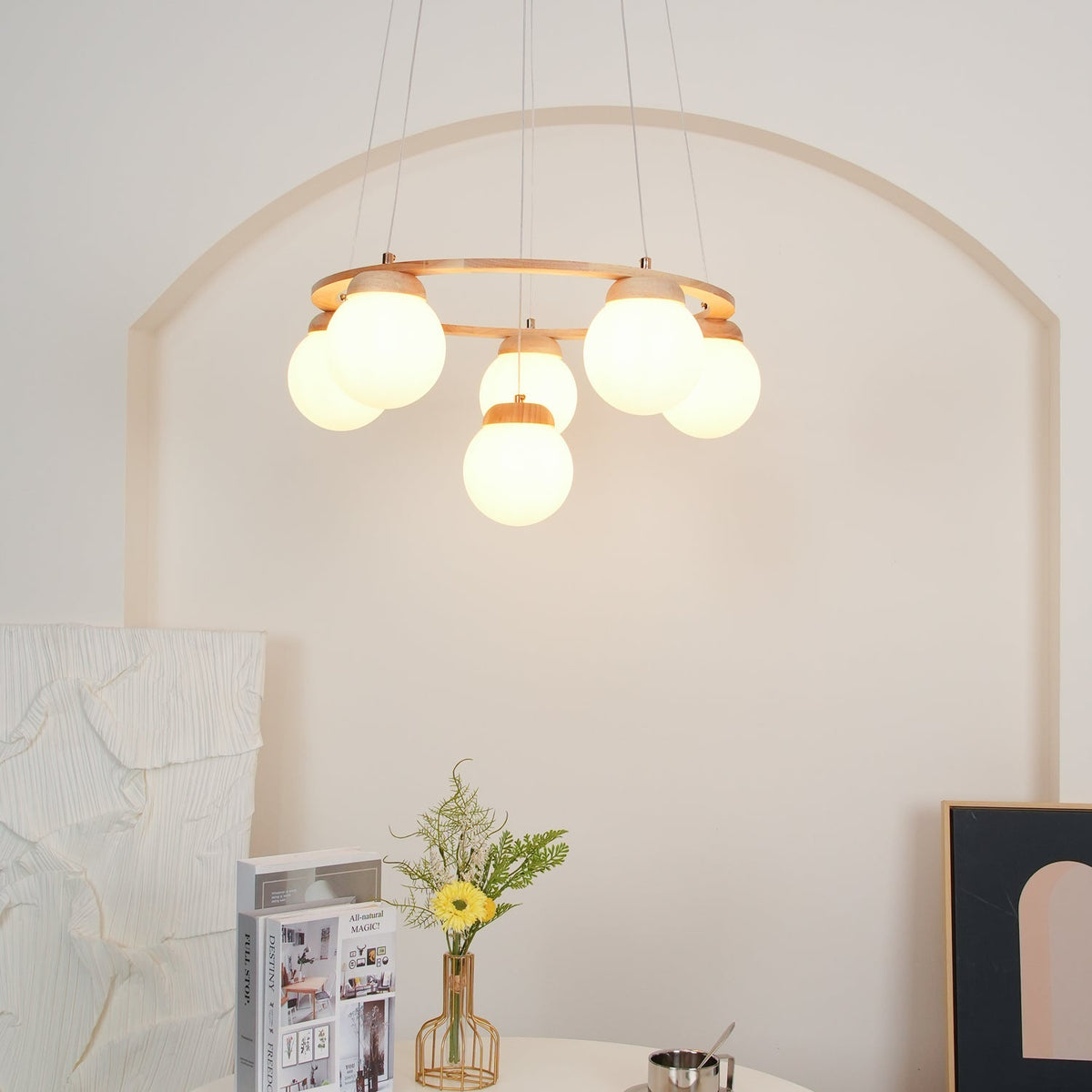 Miira Wood Chandelier – Ambient Illumination in Luxury Interior Setting View 3