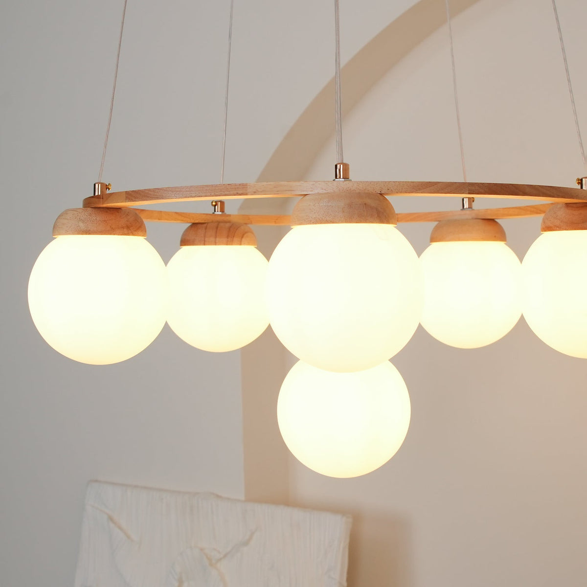 Miira Wood Chandelier – Ambient Illumination in Luxury Interior Setting View 9