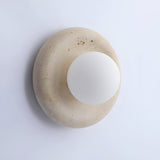 Nuvane Orb Curated Yellow Travertine Wall Sconce – side angled contour profile