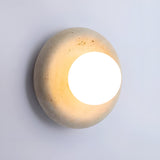 Nuvane Orb Curated Yellow Travertine Wall Sconce – macro detail view #1