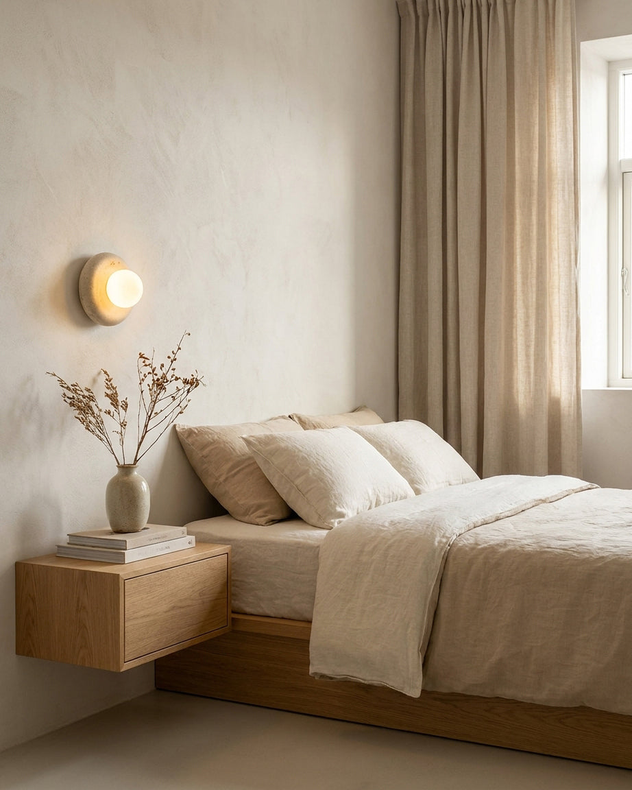 Nuvane Orb Curated Yellow Travertine Wall Sconce
