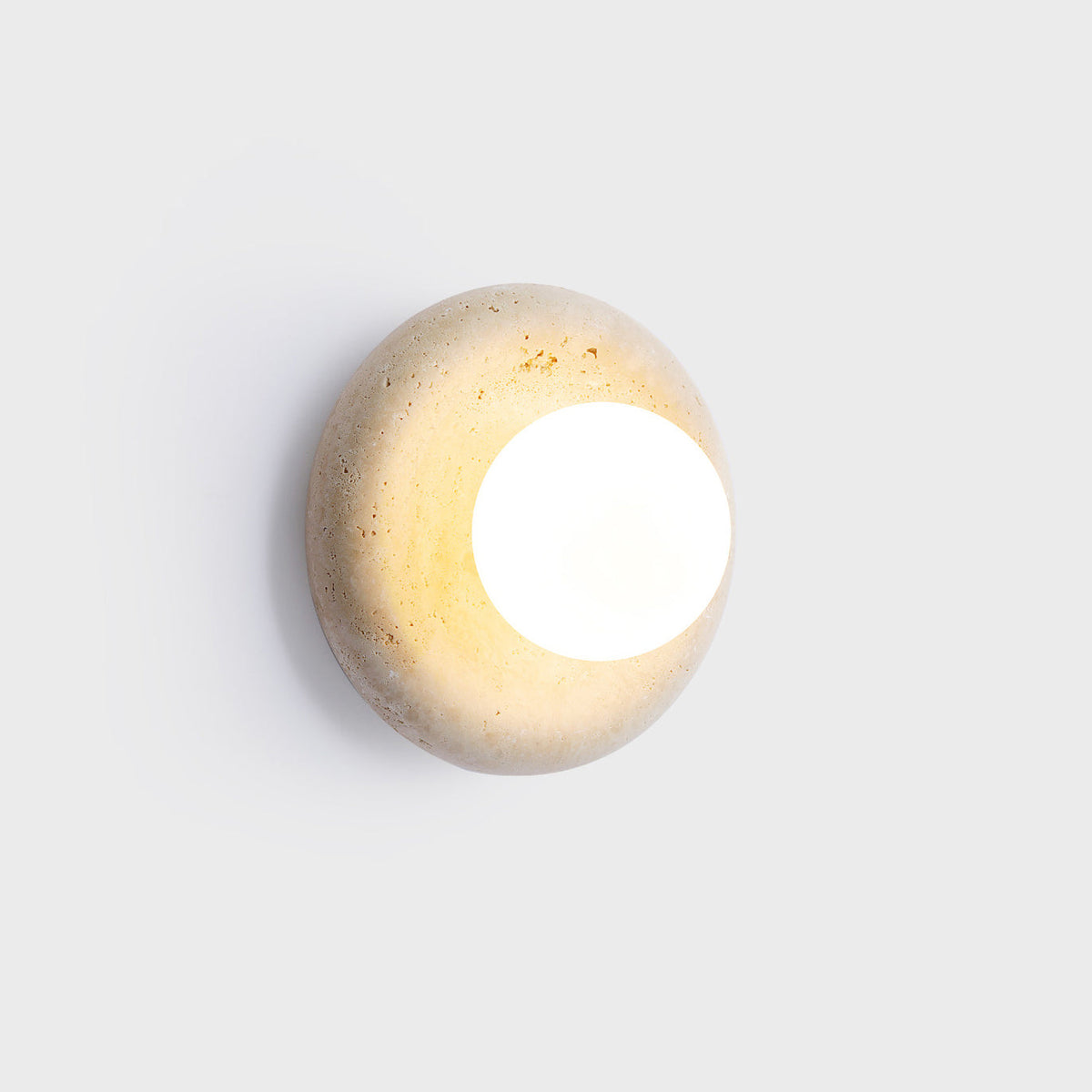 Nuvane Orb Curated Yellow Travertine Wall Sconce – Dia 20cm x H 20cm  ∅ 7.8 x H 7.8 finish configuration