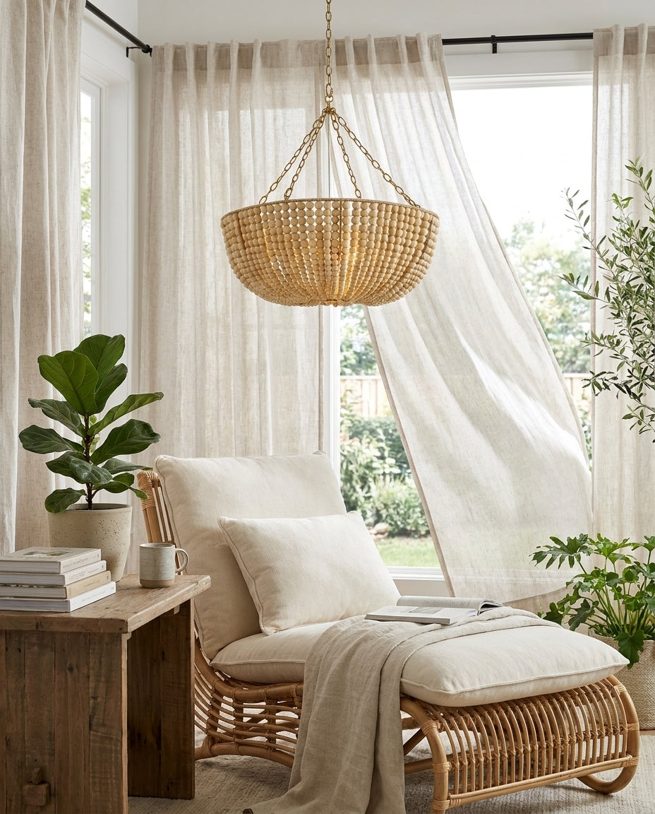 Oakmere Curated Solid Hardwood Chandelier – handcrafted surface texture