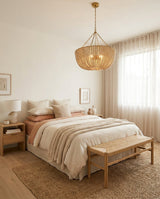 Oakmere Curated Solid Hardwood Chandelier – spatial dining room perspective