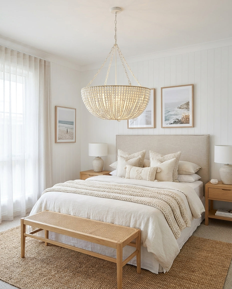 Oakmere Curated Solid Hardwood Chandelier – full fixture elevation view
