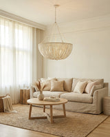 Solid Hardwood craftsmanship detail on Oakmere Curated Solid Hardwood Chandelier