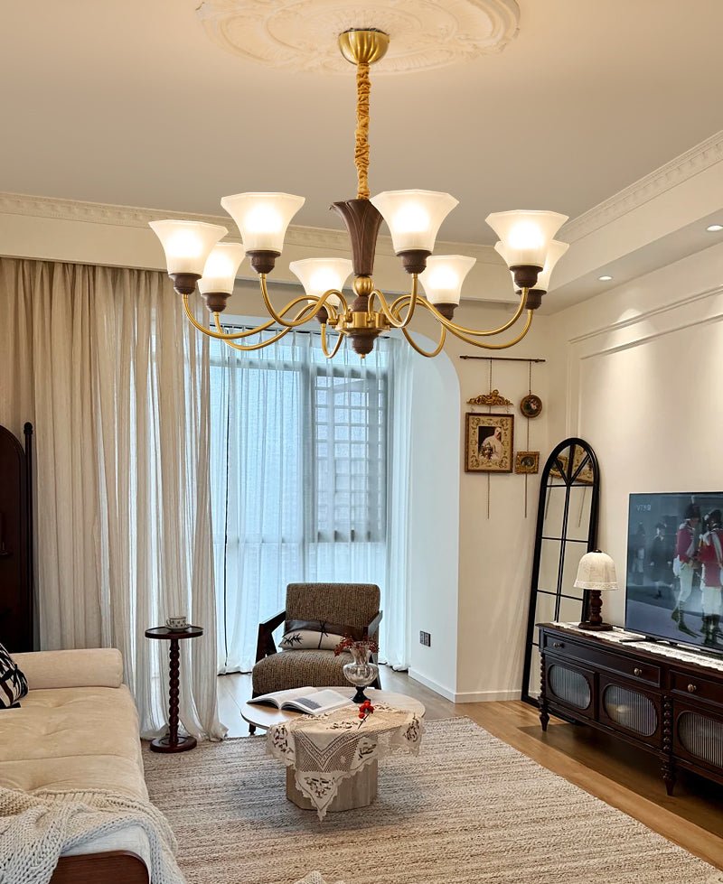 Octavia Curated Mouth-Blown Frosted Glass Chande – architectural ceiling profile