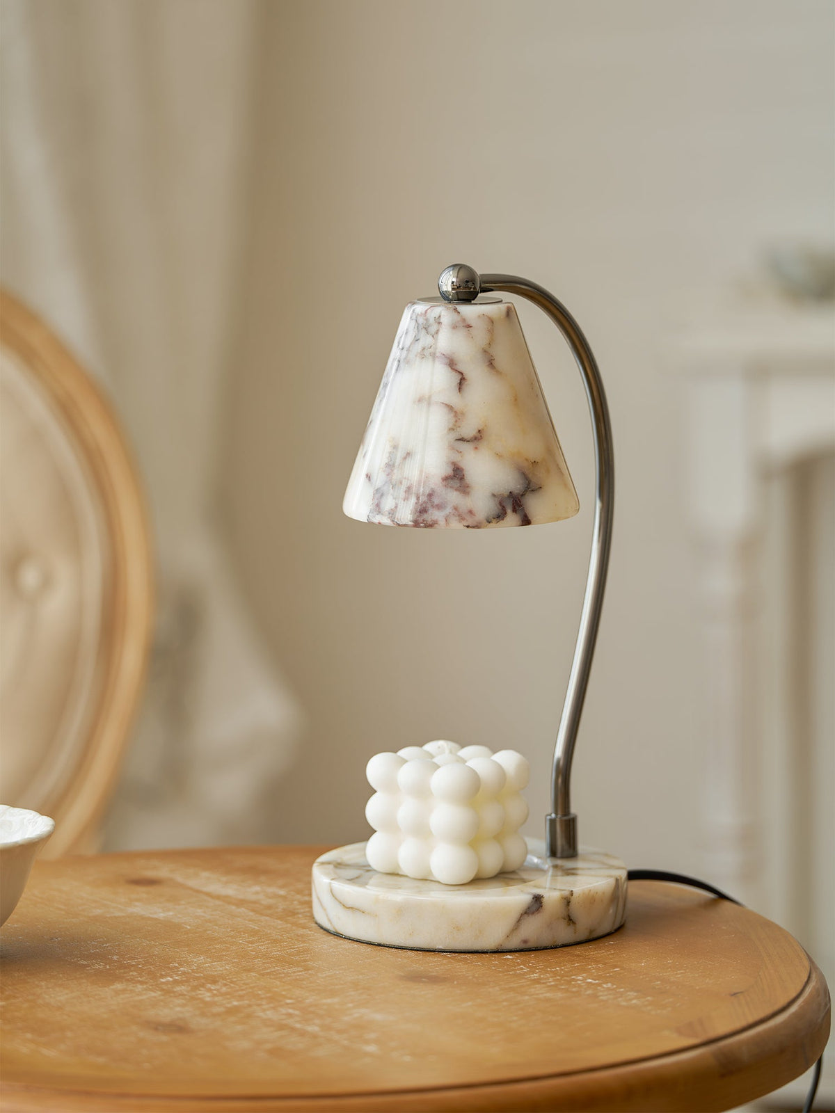 Onyra Candle Warmer Curated Iron & Glass Table L – unlit natural material contrast