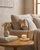 Onyra Candle Warmer Curated Iron & Glass Table L – handcrafted surface texture
