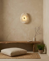 Onyvelle Alabaster Curated Alabaster Wall Sconce – side angled contour profile