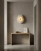Onyvelle Alabaster Curated Alabaster Wall Sconce – handcrafted surface texture