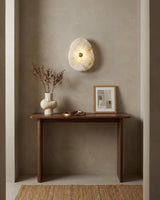 Onyvelle Alabaster Curated Alabaster Wall Sconce – full fixture elevation view
