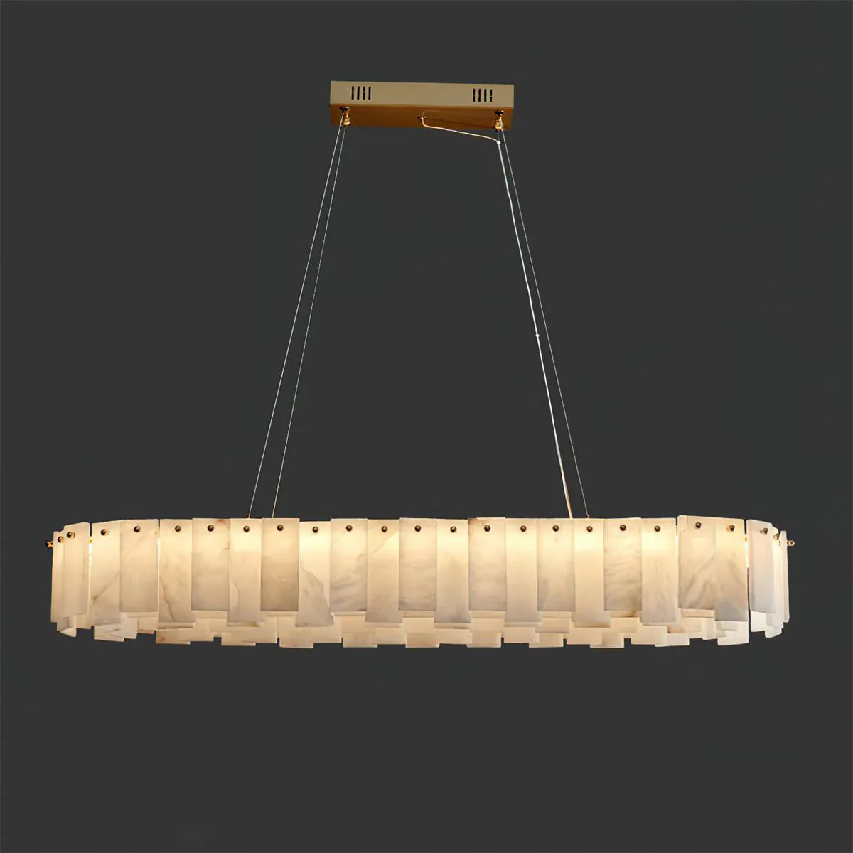 Spanish Alabaster Chandelier View 13 | Natural Spanish Alabaster Onyx Linear Chandelier | Modern Luxury Lighting | JINSHE | JINSHE