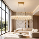 Spanish Alabaster Chandelier View 5 | Natural Spanish Alabaster Onyx Linear Chandelier | Modern Luxury Lighting | JINSHE | JINSHE