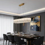 Spanish Alabaster Chandelier View 9 | Natural Spanish Alabaster Onyx Linear Chandelier | Modern Luxury Lighting | JINSHE | JINSHE