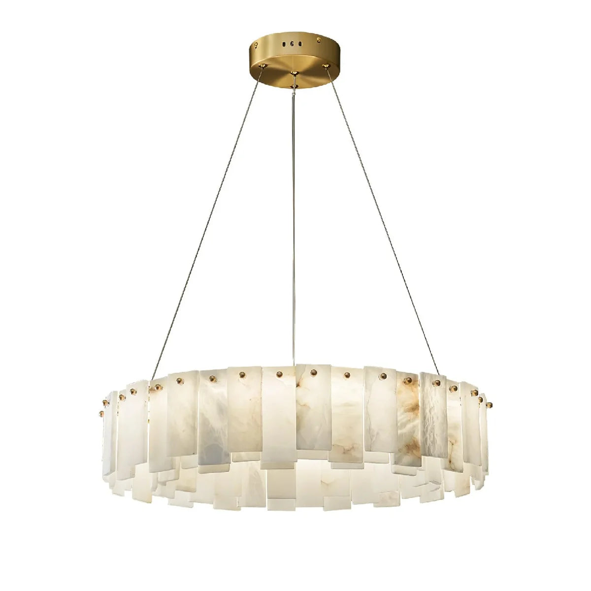 Spanish Alabaster Chandelier View 9 | Natural Spanish Alabaster Onyx Ring Chandelier | Modern Luxury Lighting | JINSHE | JINSHE