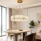 Spanish Alabaster Chandelier View 3 | Natural Spanish Alabaster Onyx Ring Chandelier | Modern Luxury Lighting | JINSHE | JINSHE