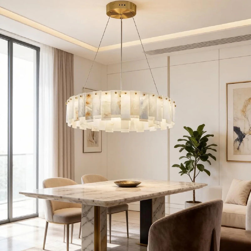 Onyx Ring Chandelier by JINSHE - Brass / Spanish Alabaster - View 4