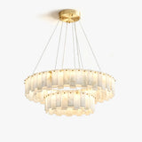 JINSHE Natural Spanish Alabaster Onyx Ring Double Chandelier | Modern Luxury Lighting Chandelier - main product view