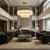 JINSHE Natural Spanish Alabaster Onyx Ring Double Chandelier | Modern Luxury Lighting Chandelier - room scene