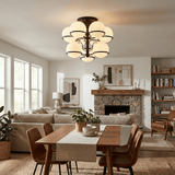 Opal Glass Globe Semiflush Curated Mouth-Blown F installed in residential dining space
