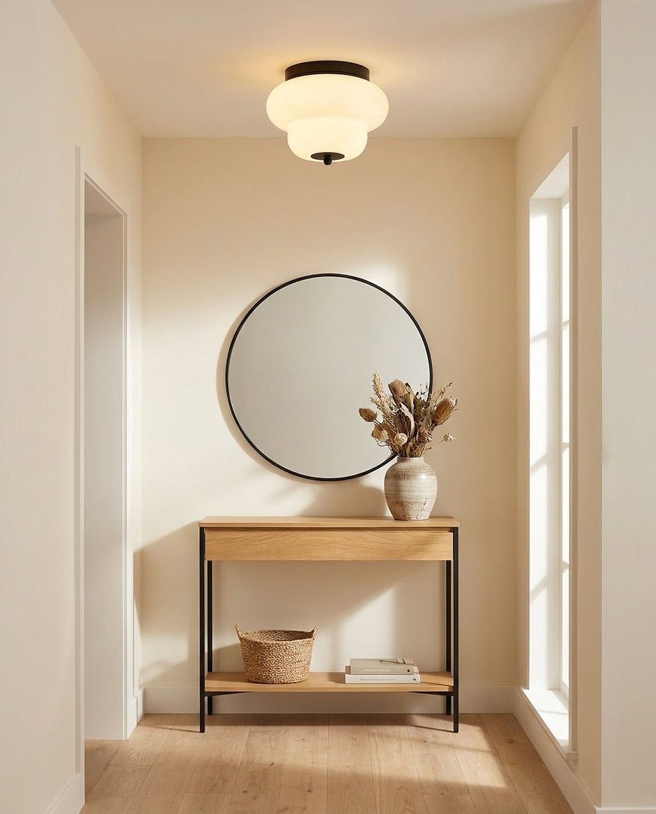 Opaque Curated Mouth-Blown Frosted Glass Flush M – structural canopy joint detail