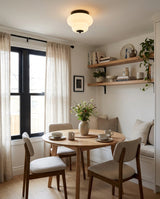 Opaque Curated Mouth-Blown Frosted Glass Flush M – illuminated warm ambiance setting