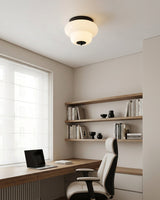 Opaque Curated Mouth-Blown Frosted Glass Flush M installed in residential dining space