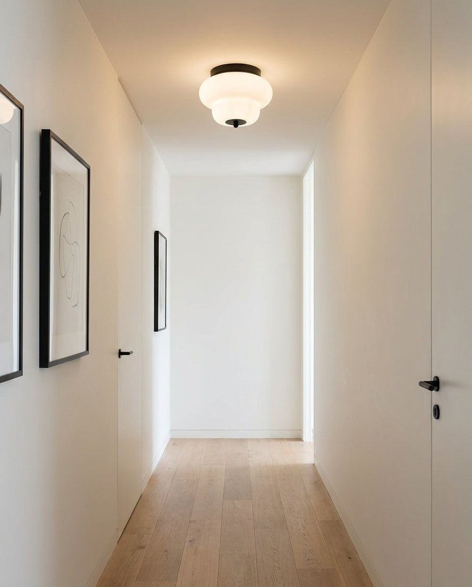 Opaque Curated Mouth-Blown Frosted Glass Flush M – dimensional scale reference