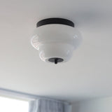 Opaque Curated Mouth-Blown Frosted Glass Flush M – Dia 28cm x H 21cm  ∅ 11 x H 8.2 finish configuration